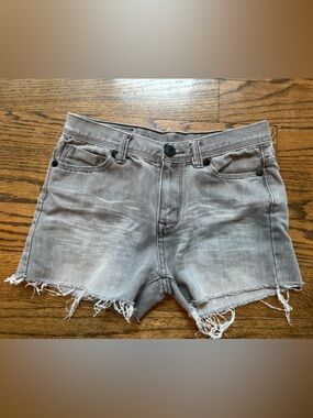Calvin Klein Denim Shorts 26 Gray Distressed Raw Hem Cutoff Low Rise